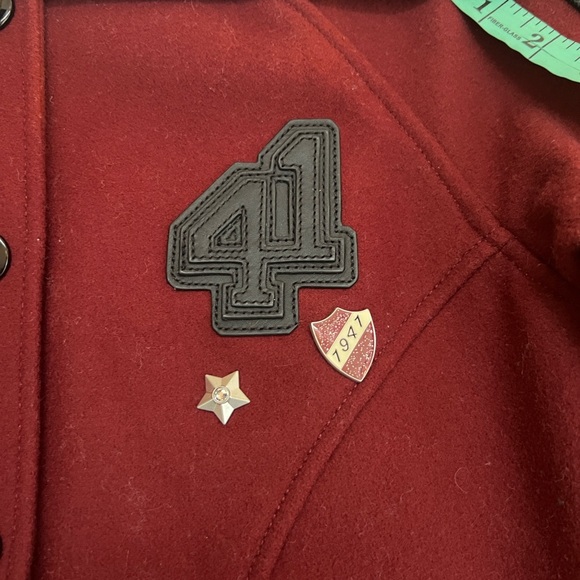 Coach 1941 Wool  and leather accents Varsity Boyfriend Jacket Maroon Oversized - Picture 9 of 15